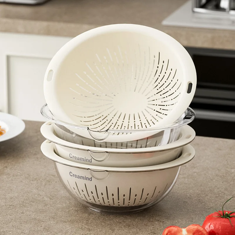 

Двухслойная раковина для мытья овощей, утолщенная корзина для фруктов, дренажная корзина, кухонный лоток для фруктов, раковина для чистки