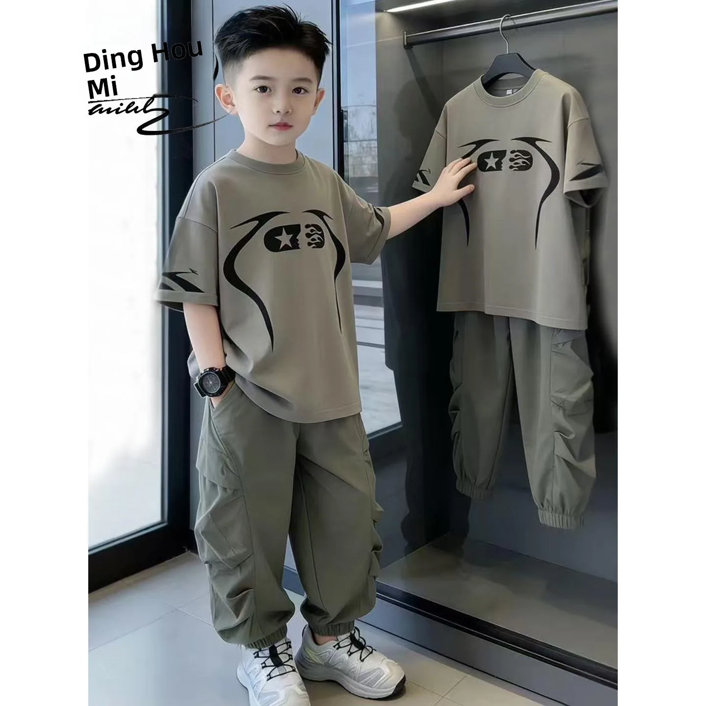 Conjunto de Verão para Meninos NEXY GUAIMH, Camiseta de Manga Curta e Calças Longas, Roupas Casuais Respiráveis para Crianças...