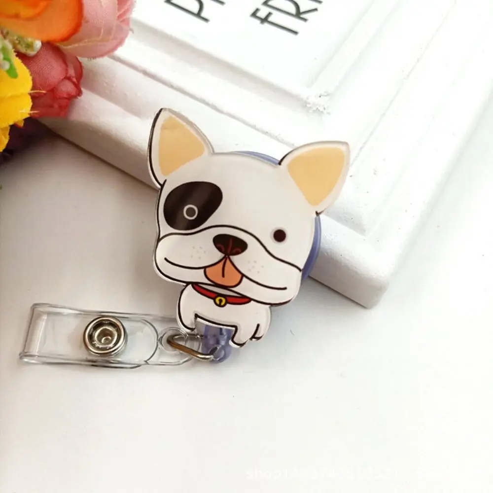 Retractable Nurse Badge Reel Cat Puppy Cartoon Animals Dog Badge Holder ID Card Name Tag Easy Pull Buckle Doctor Students