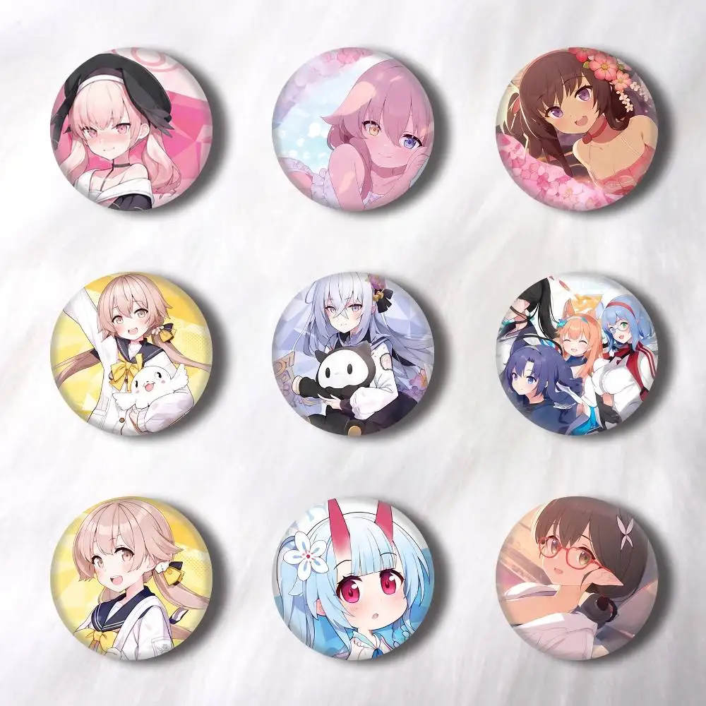 Blue Archive Shiroko Hoshino Anime Character Pins Badges Round Laser Badge Brooch Clothes Backpack Accessories