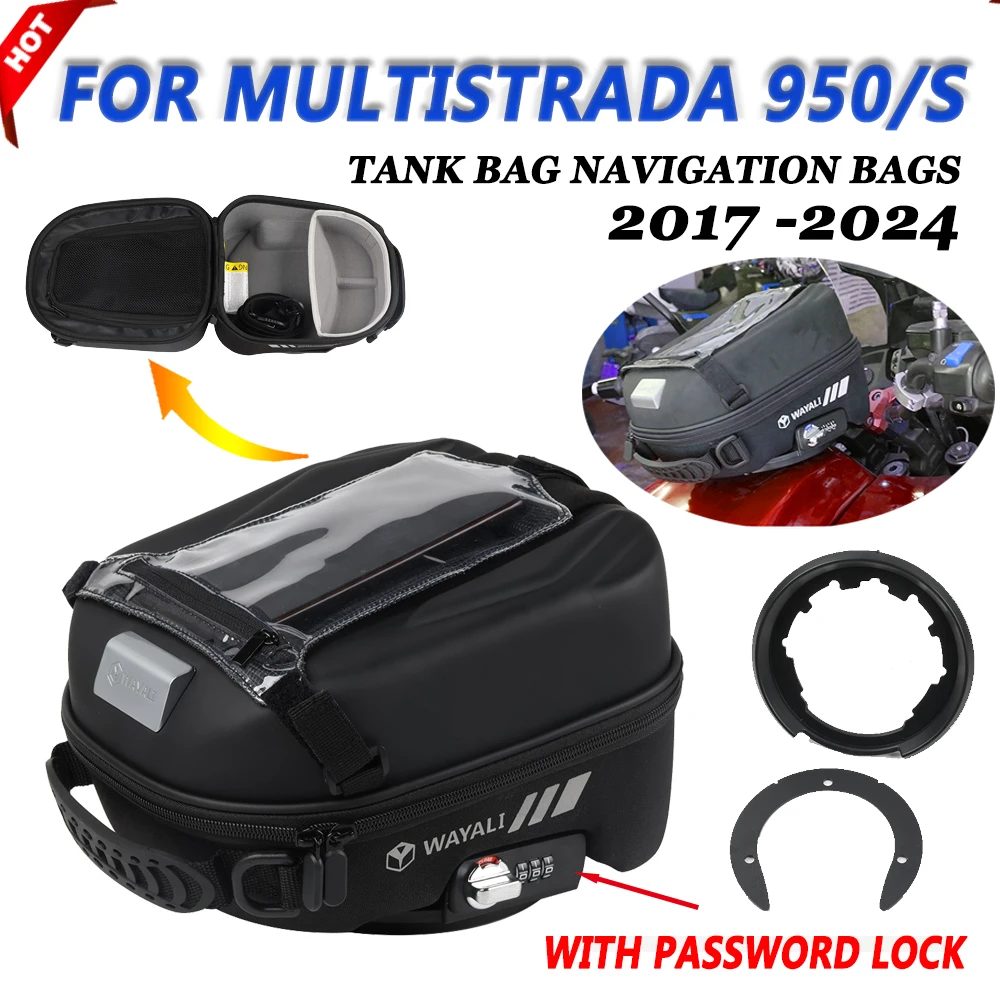 

Motorcycle Tank Bag 2017-2024 for DUCATI Multistrada 950 950S 2023 Accessories Navigation Package Storage Bag With Password Lock