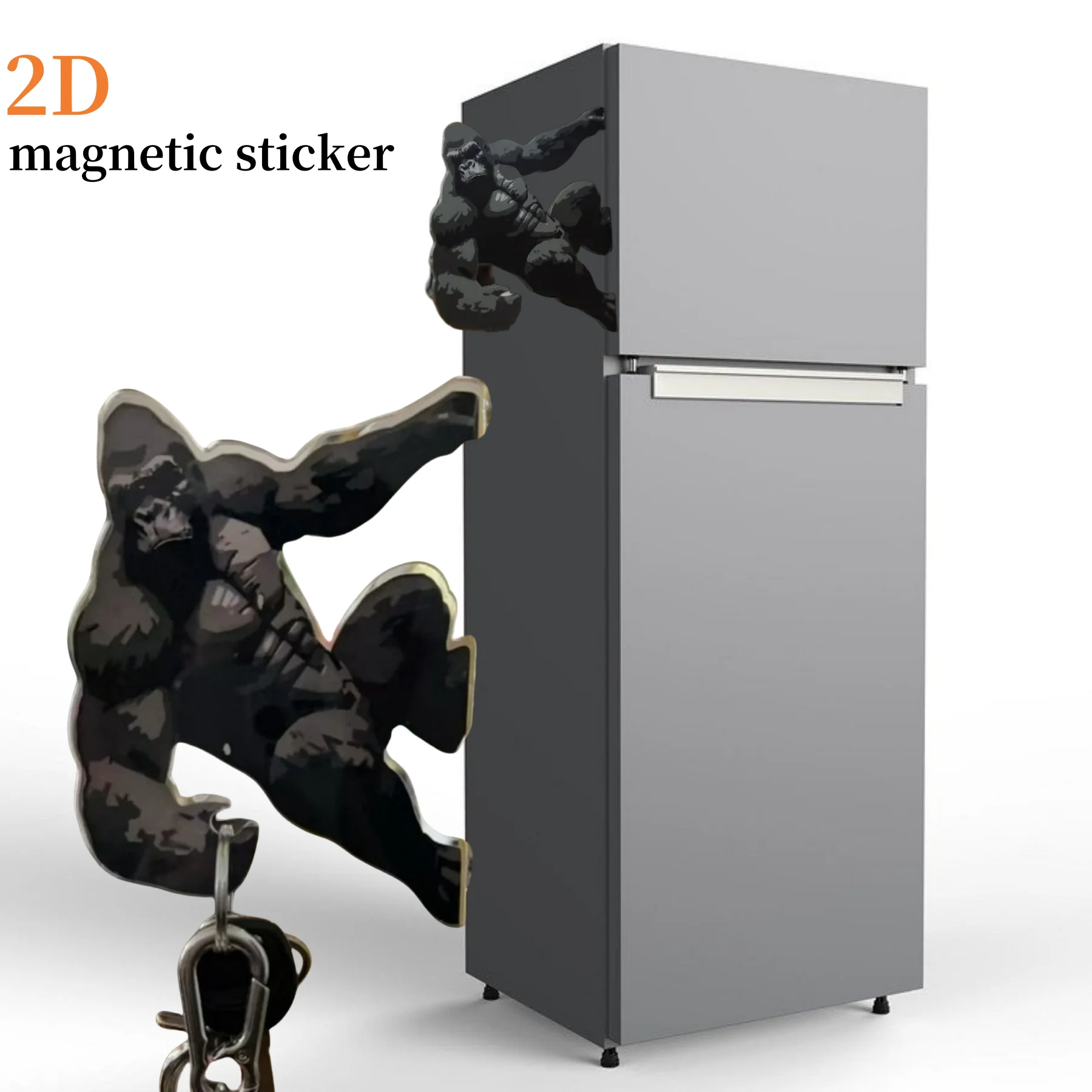 1pc 2D Magnetic Chimpanzee Hook Door Wall Decoration Ideal Gift for Fridge Sticker And Key Storage