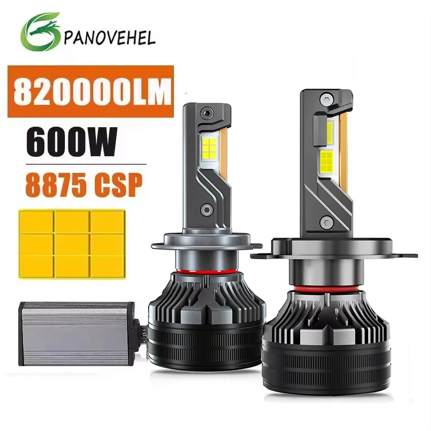 

ПАНОВАРЕЛ 820000 LM 600W H7 Светодиодная лампа для фар 6000K 8000K H4 LED H11 HB3 9005 HB4 9006 3 медная трубка K5C Светодиодная лампа для автомобиля 12 В