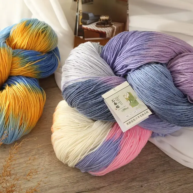 1Pcs hand dye gradual change wool thread segment dye  yarn 250g segment dye gradual change scarf sweater hat hand knitted thread
