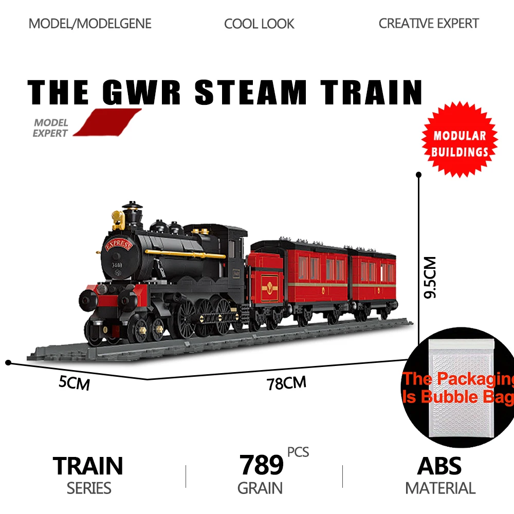 قوالب بناء لنموذج قطار البخار من GWR ، ديكورات سطح المكتب والسكك الحديدية التقنية ، مجموعة تجميع عالية التقنية ، ألعاب أطفال ، هدية ،