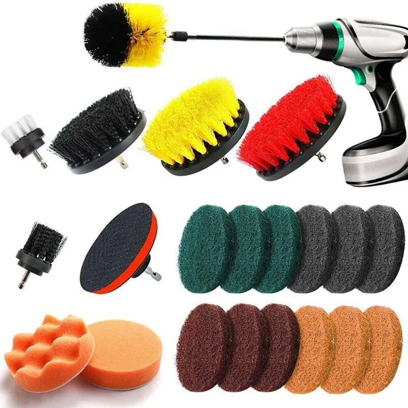 22Pieces Drill Brush Power Cleaning Attachment Set Multi-Purpose Home Carpet Tile Bath Car Wheel Deep Cleaner Tools Kit