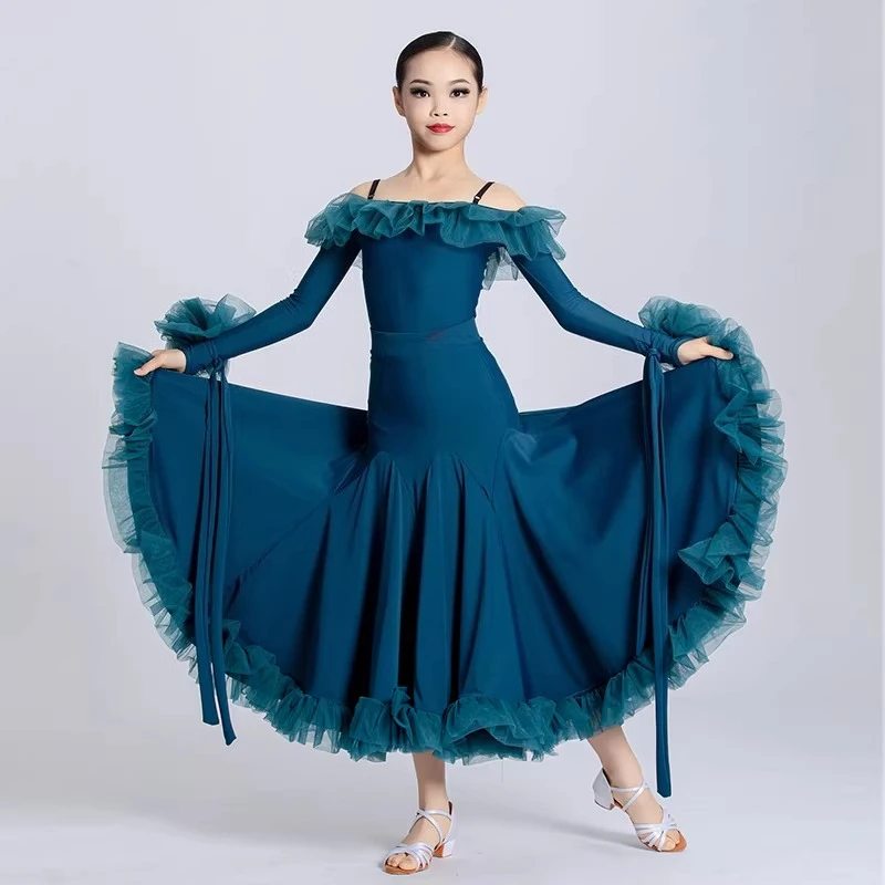 Children's Modern Dance Swing Skirt Spring and Summer New Waltz Regulation Art Test Competition Suit