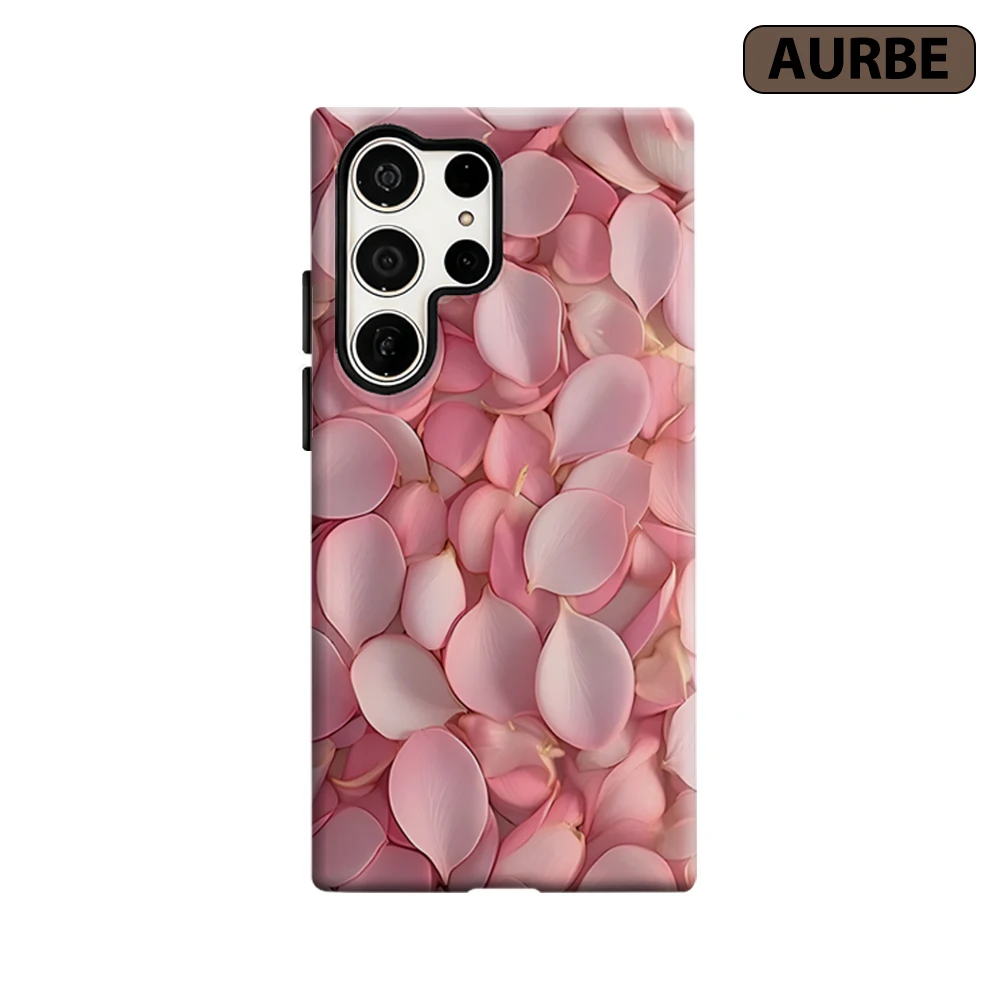 Blush Petal Cascade Phone Case for Samsung Galaxy S26 S25 Ultra S24 S23 Ultra Plus Shockproof Double Layer Tough Back Cover