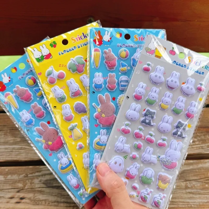 Cartoon Kawaii New Style Stickers Three-dimensional Relief Flocking 3d Decoration Clear Pattern Good Stickiness Good Looks Miffy