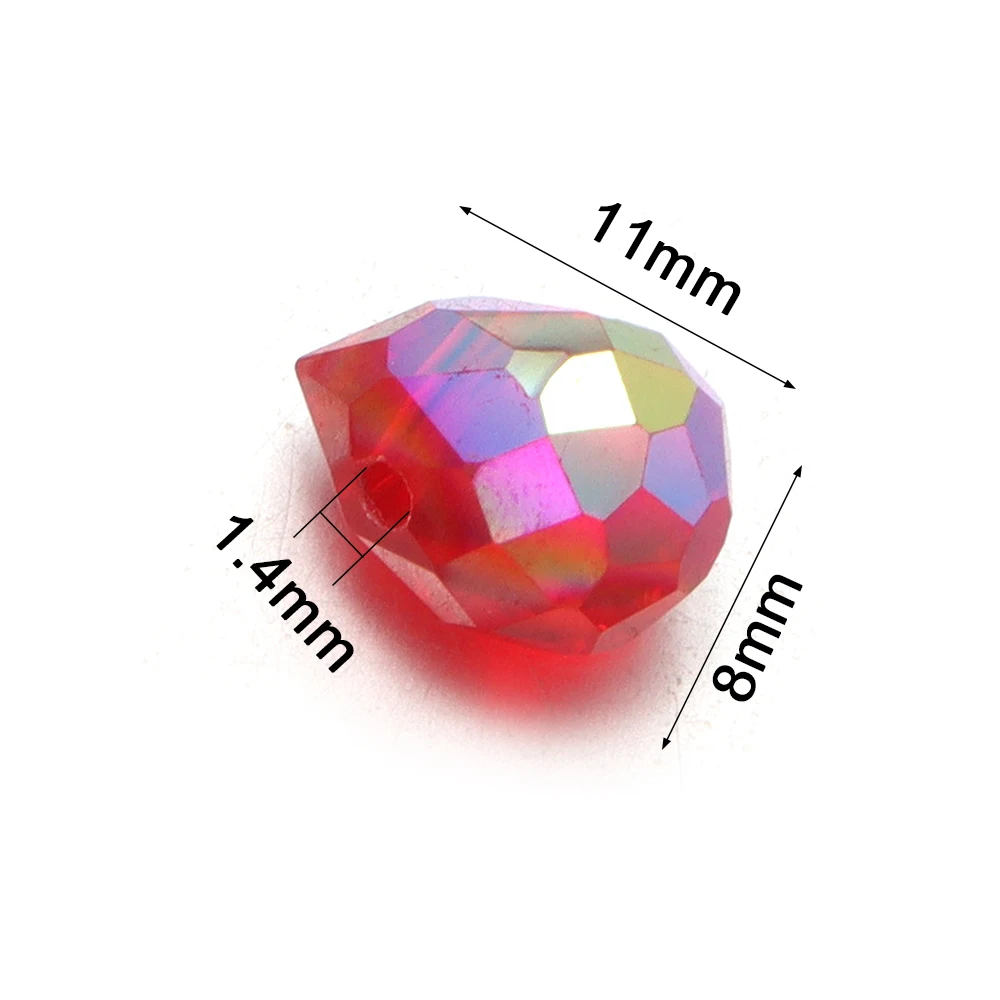 20Pcs Colored Glass Crystal Beads AB Color Faceted Shiny Strawberry Shape Bead For Jewelry Making DIY Necklace Earring Accessory
