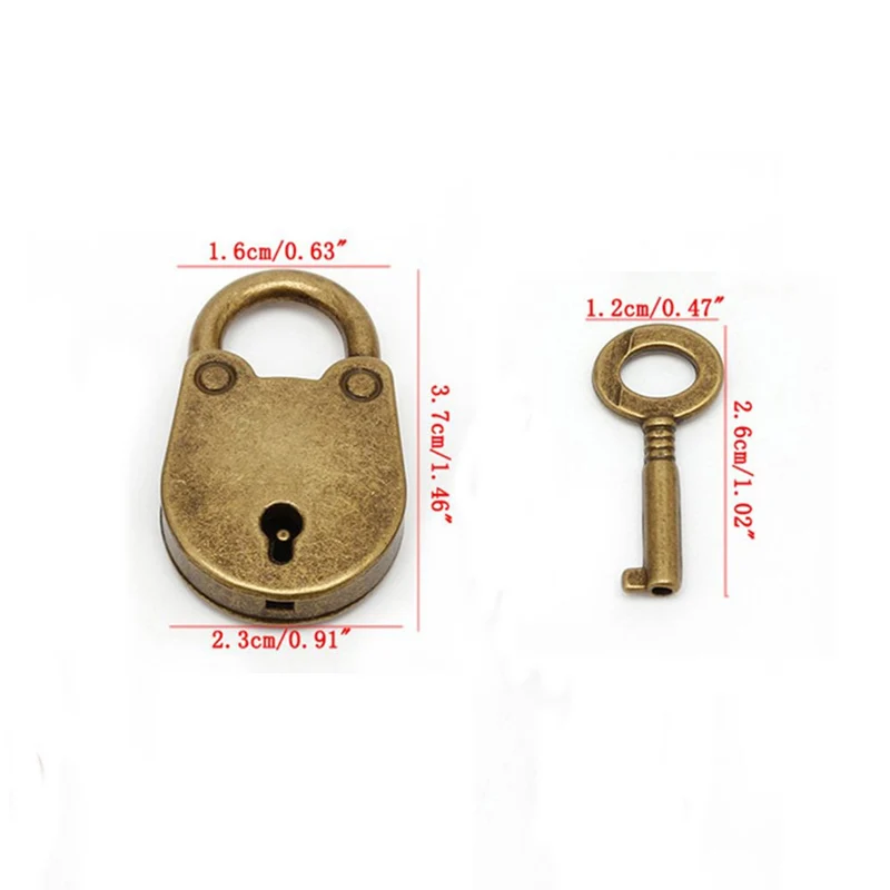 Locks Metal Old Retro Mini Padlock Small Luggage Box Key Lock Bronze Color Home Usage Hardware Decorations