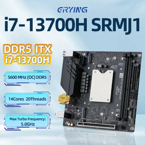 ERYING Mini ITX Motherboard with 13th Gen CPU Onboard i7 13700H 14C20T DDR5 RAM slot NVME M.2 LGA1700 PC