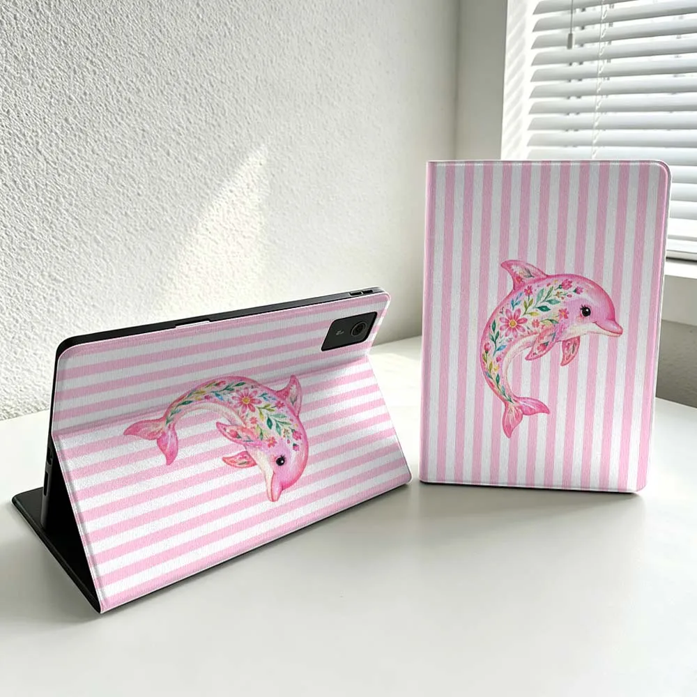 Pink Striped Dolphin Turtle For Lenovo Xiaoxin Lenovo Tab Pad Pro Plus K11 P12 M10 Legion Y900 Soft Inch Tablet Case Cover