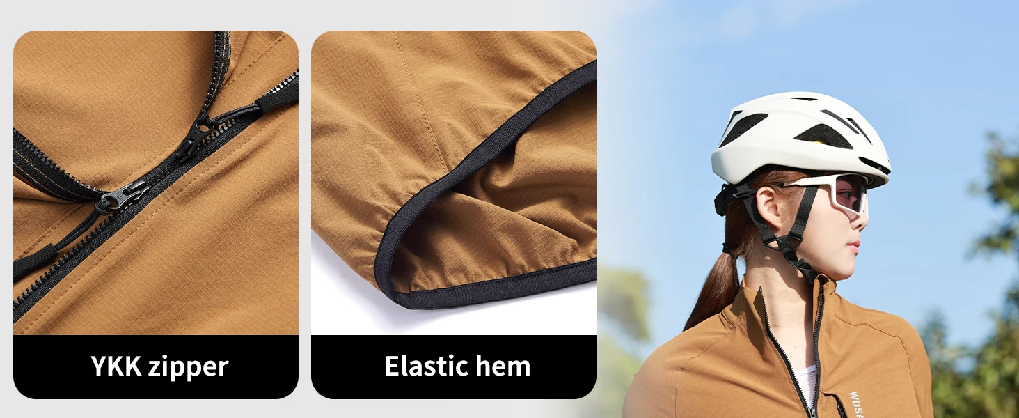 WOSAWE Unisex Fahrradjacke Wasserabweisend Leichtgewicht Herren Windbreaker Doppelreißverschluss YKK Reflektierend – Detail 8