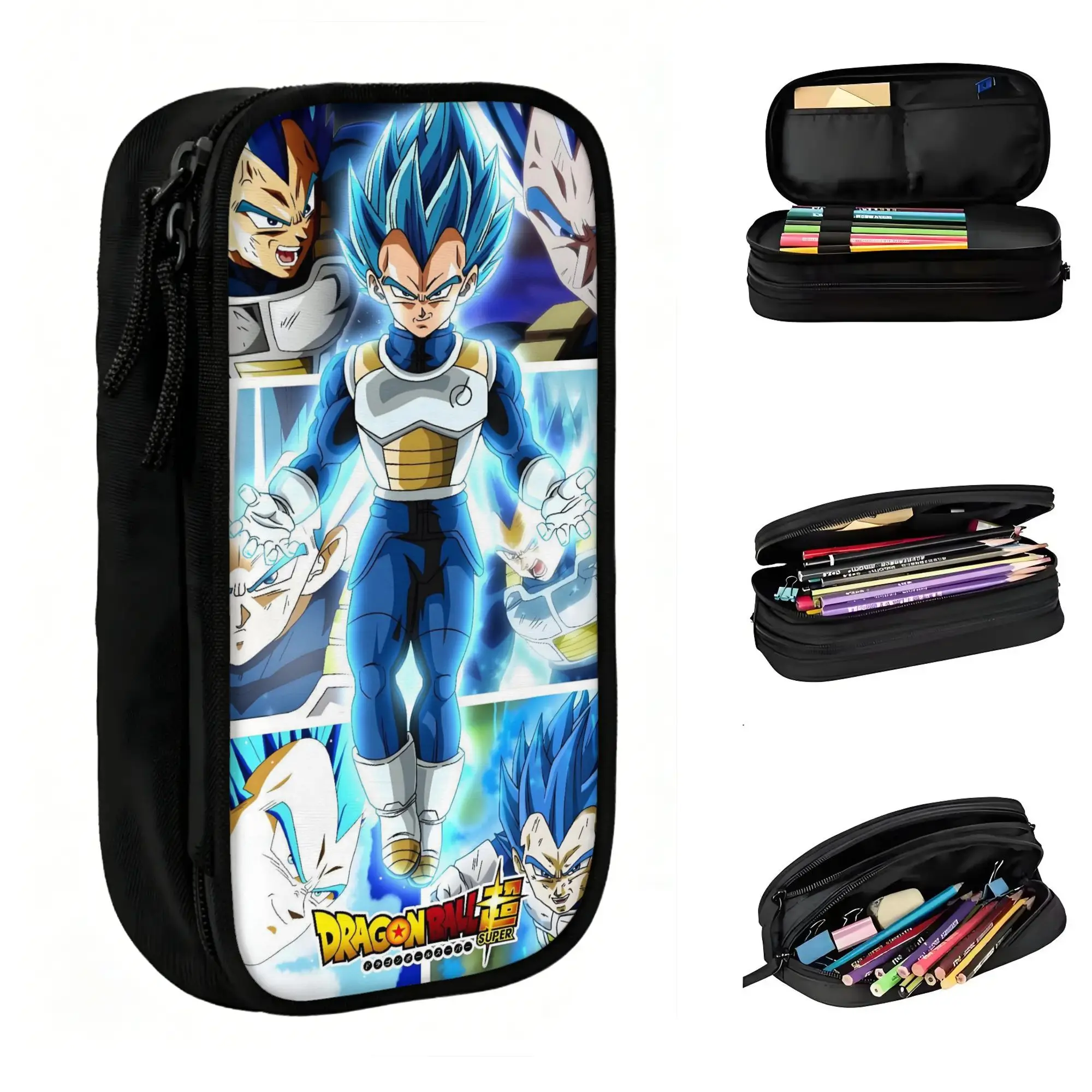 Estuche de Lápices Personalizado Kawaii DBZ Vegeta Super Monkey, para Niñas y Niños, Estuche de Gran Capacidad para Material Escolar