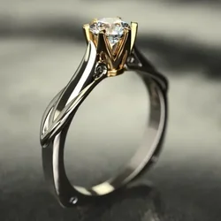 2026 New Personalized Bicolor Women's Wedding Ring Luxurious Paving Cubic Zirconia Proposal  Fashion Jewelry Wholesale