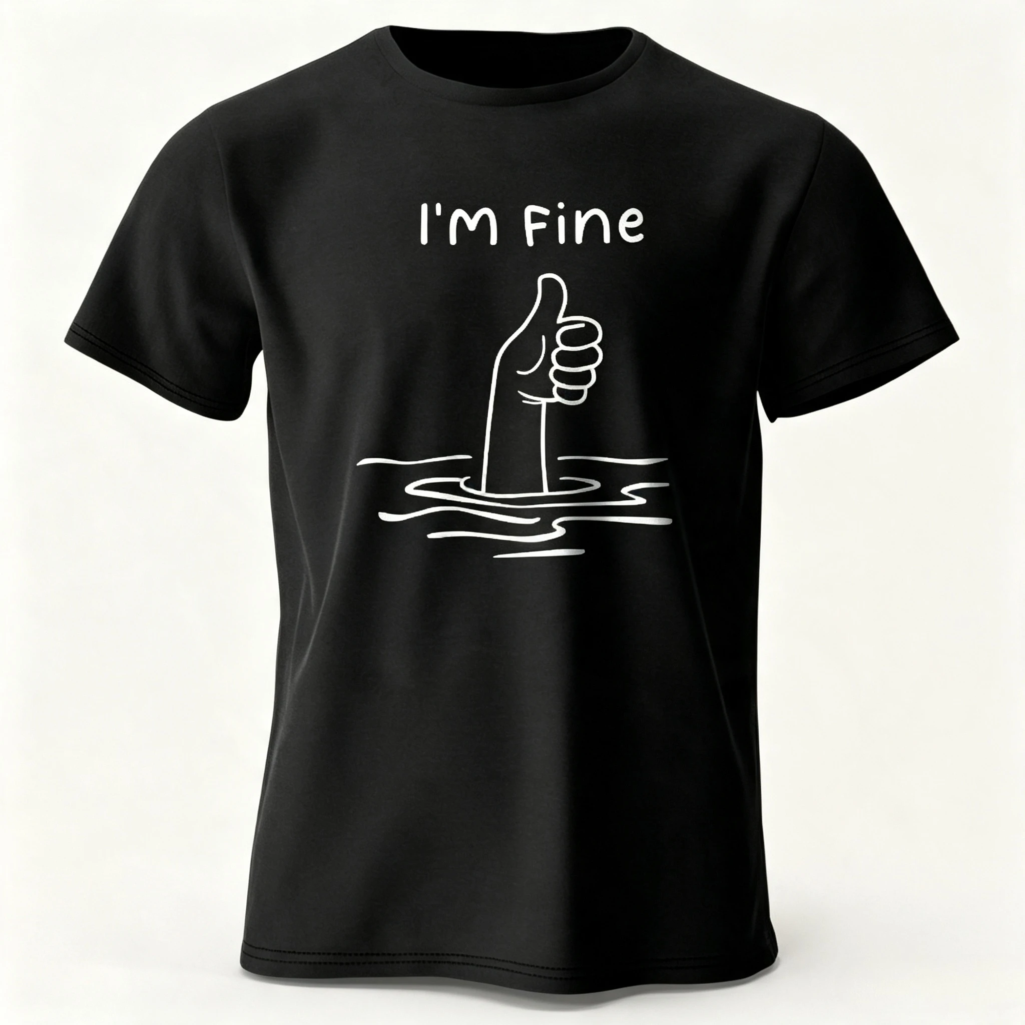 I'm Fine Funny Printed Men's T-Shirt Cotton Minimalist Cartoon Graphic Tees for Women's and Men's Tops Tees Streetwear