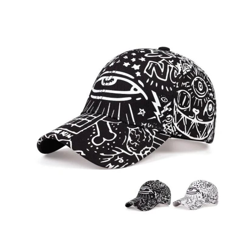 Fashion New Graffiti Eyes Luminous Cap Hip Hop Cap Hats For Men Women Vintage Flat Hat Baseball Cap 70014