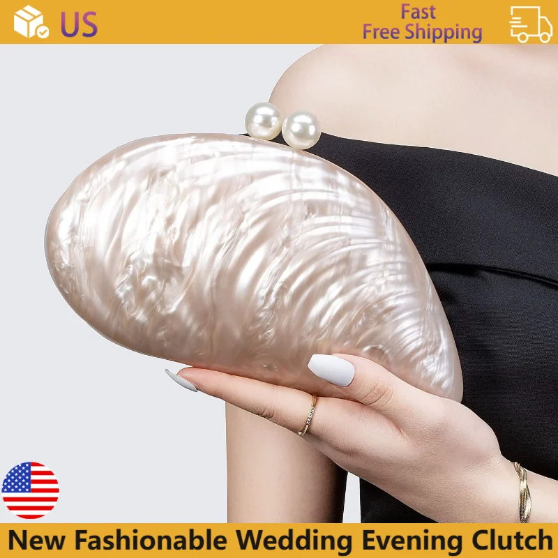 

Новый женский вечерний клатч через плечо, уникальная сумка в форме ракушки, акриловая сумка, стильный свадебный вечерний клатч