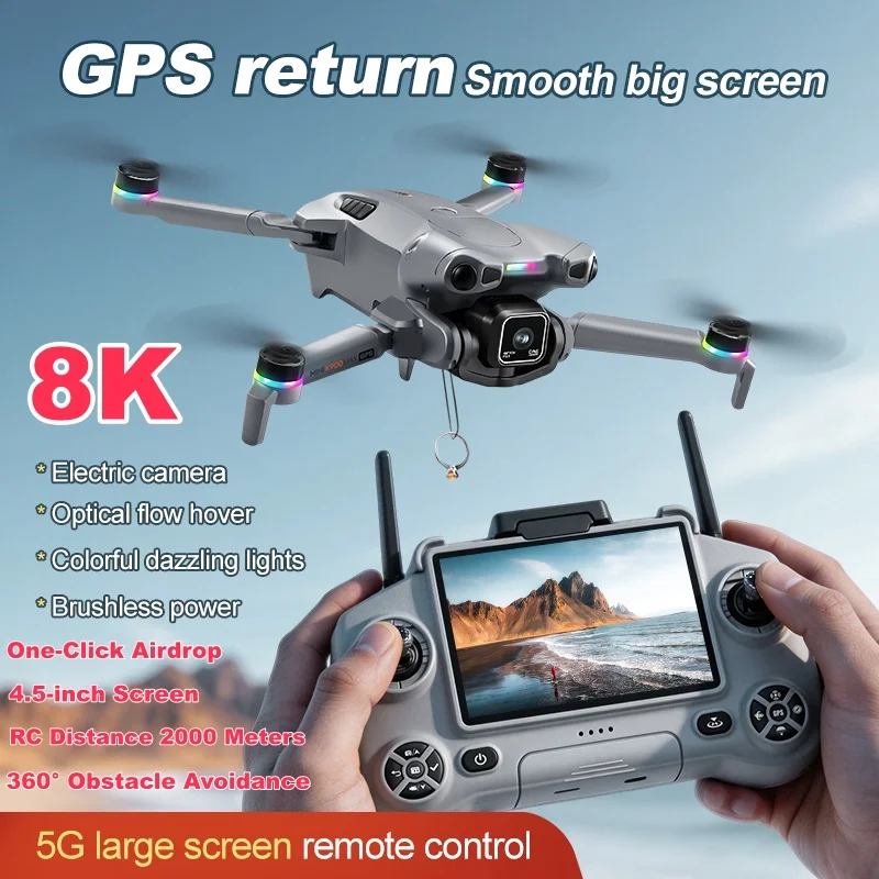 Professional GPS Drone Foldable GPS RC Drone 4.5 LCD Screen Controller 5G WiFi FPV Brushless Quadcopter With Airdrop Function