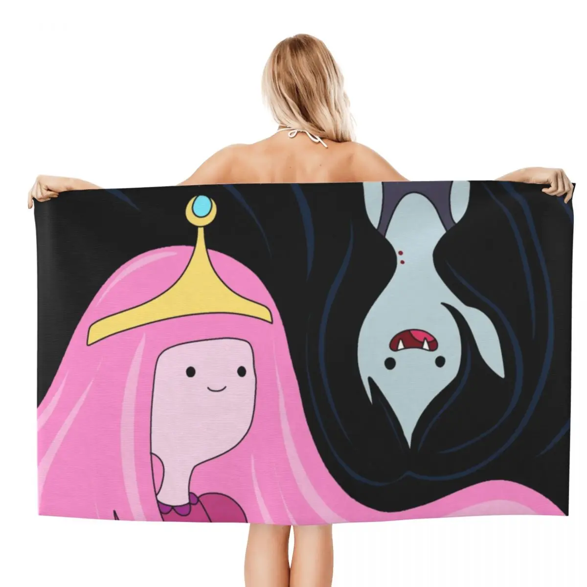 Custom Princess Bubblegum And Marceline Beach Towel Quick Drying Cartoon Adventure Time Soft Linen Microfiber Pool Sauna Towels