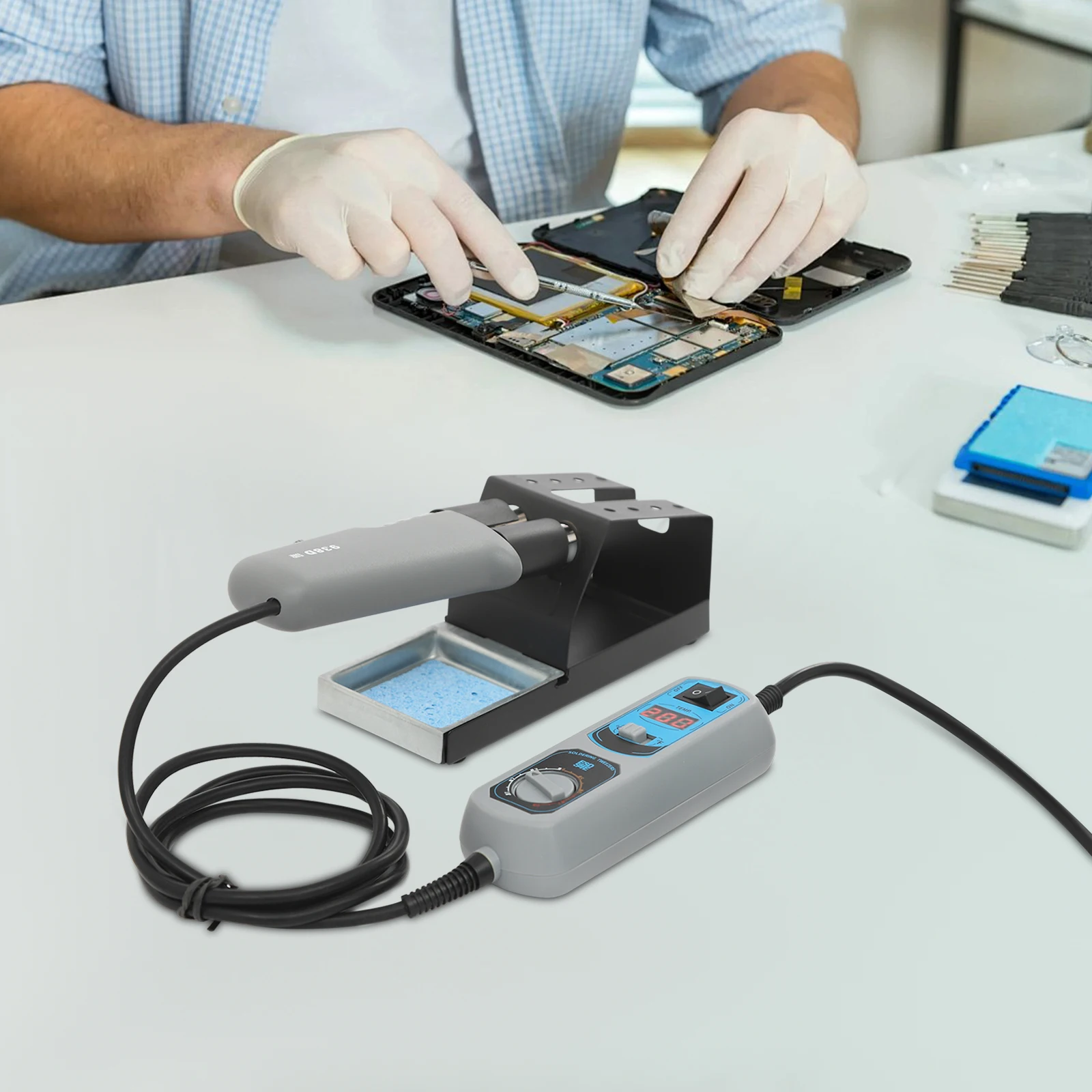 Soldering Iron Tool Kit, Portable LED Digital Display Soldering Iron Kit, Tweezers Soldering Iron Station 110-127V