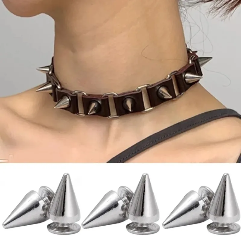 50/100/150Pcs Silver Cone Studs with Double Caps Nail Silver Rivets Punk round Cone Studs for Handmade  Decorated Craft