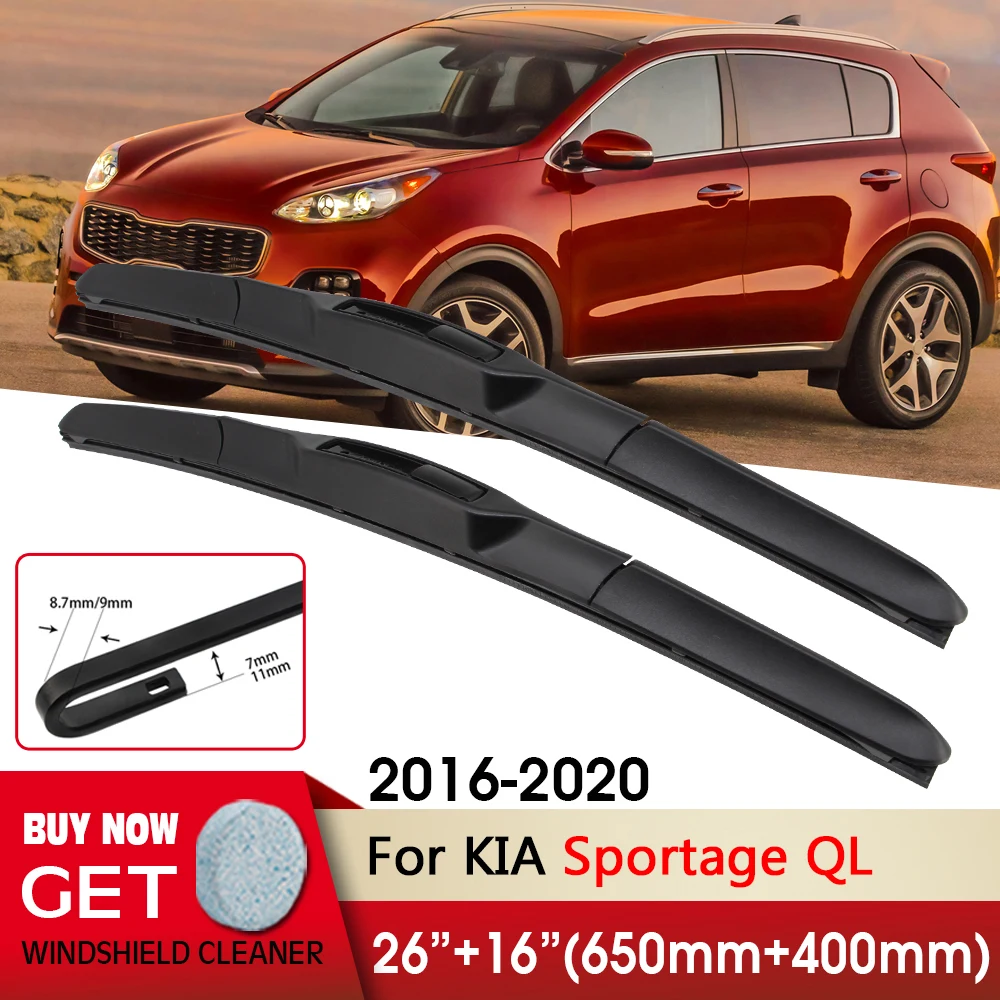 

Car Wiper RHD & LHD Front Wiper Blades 26"+16" For Kia Sportage QL 2016-2020 Fit U Hook Arm Windshield Windscreen Front Window