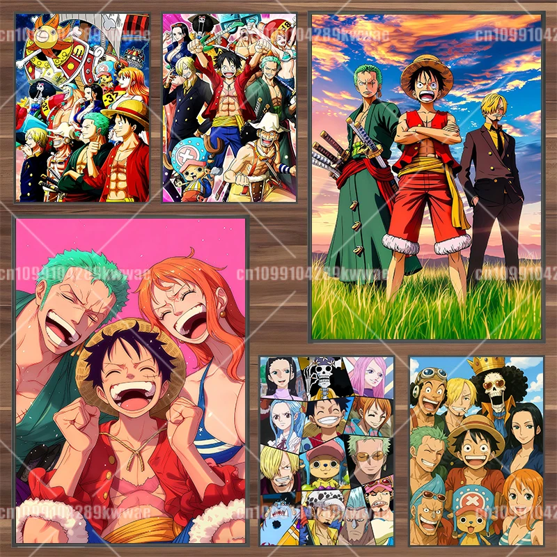 

One Piece Canvas Painting HD Poster Luffy Wallpaper Esnami Character Home Decoration HD Anime Zoro Sanji Wall Art Painting