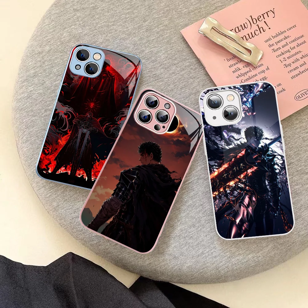 Custodia per telefono Anime B-Berserk G-Guts per IPhone 14 13 12 Mini 11 Pro XS Max X XR 14 Plus Cover in vetro temperato