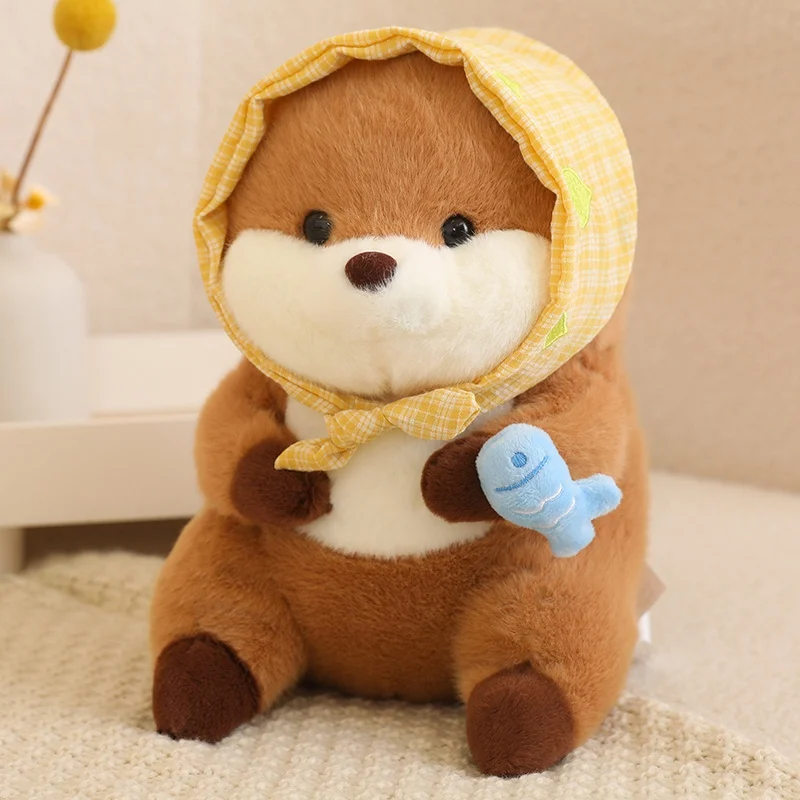 30cm Cartoon Otter With Hat Fish Plush Toys Cute Soft Lovely Stuffed Pillows Dolls For Birthday Festival Gift