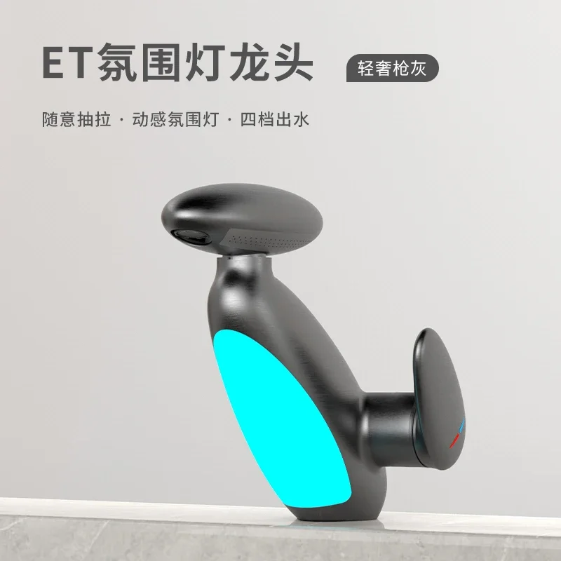 Grifo de lavabo artístico, grifo de balcón para cachorros, todo de cobre, frío y caliente, para baño