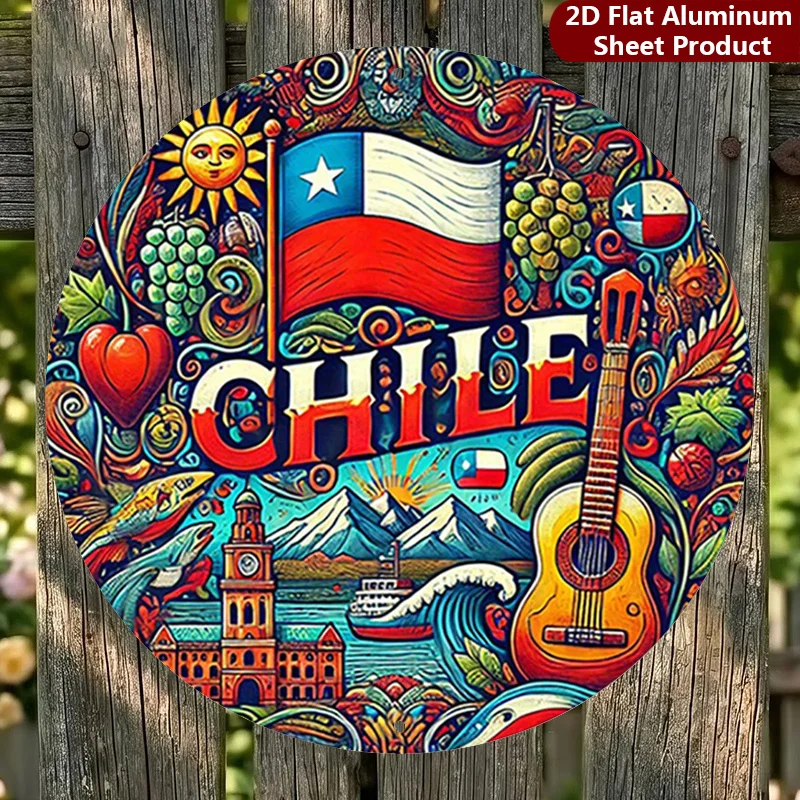 2D Flat, 1pc,Vibrant Chilean Art Decorative SignFestival Decor PlaqueBold Pattern Perfect for Home,Porch,Garden,Cafe,Etc,Outdoor
