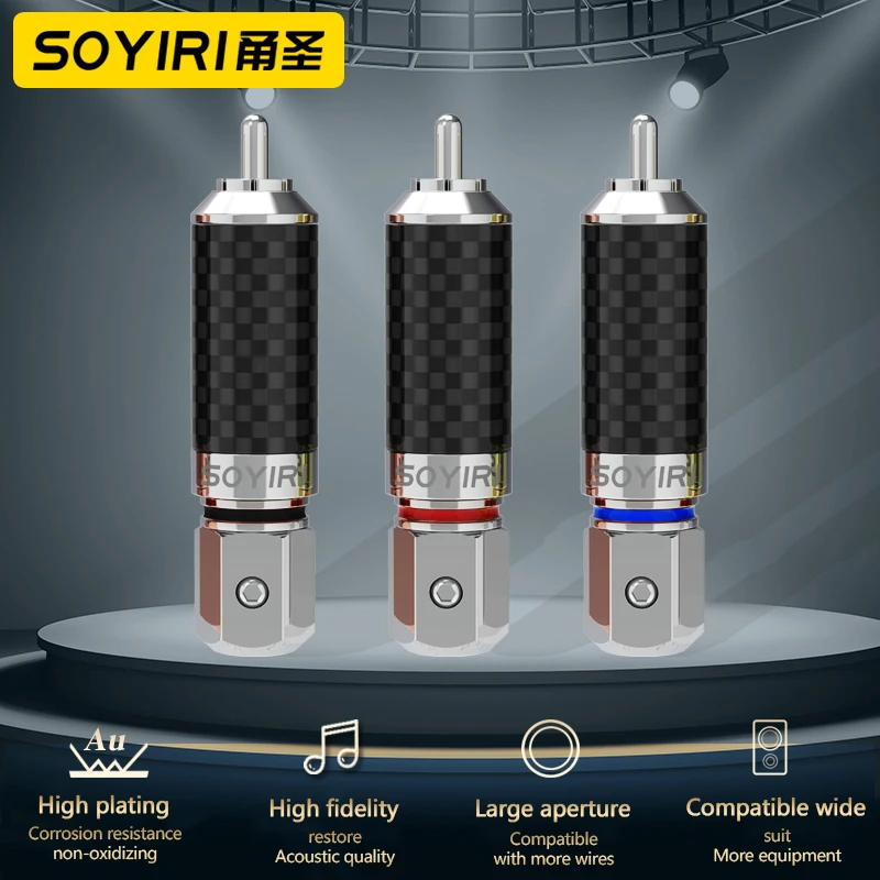 SOYIRI solderless lotus jack rca plug blossom self-locking audio plug mixer amplifier audio connection plug