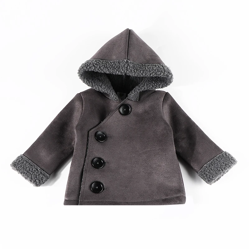 Baby coat hooded casual elegant winter coat baby clothes side big buttons opening inside padded quilted for winter kids jacket