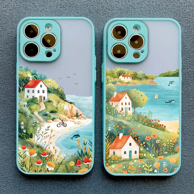 Seaside Scenery Wave Beach Pattern Phone Case For iPhone 15 16 Pro Max Plus 14 13 12 11 Pro Max Mini XS XR X 7 8 Plus SE2 Covers