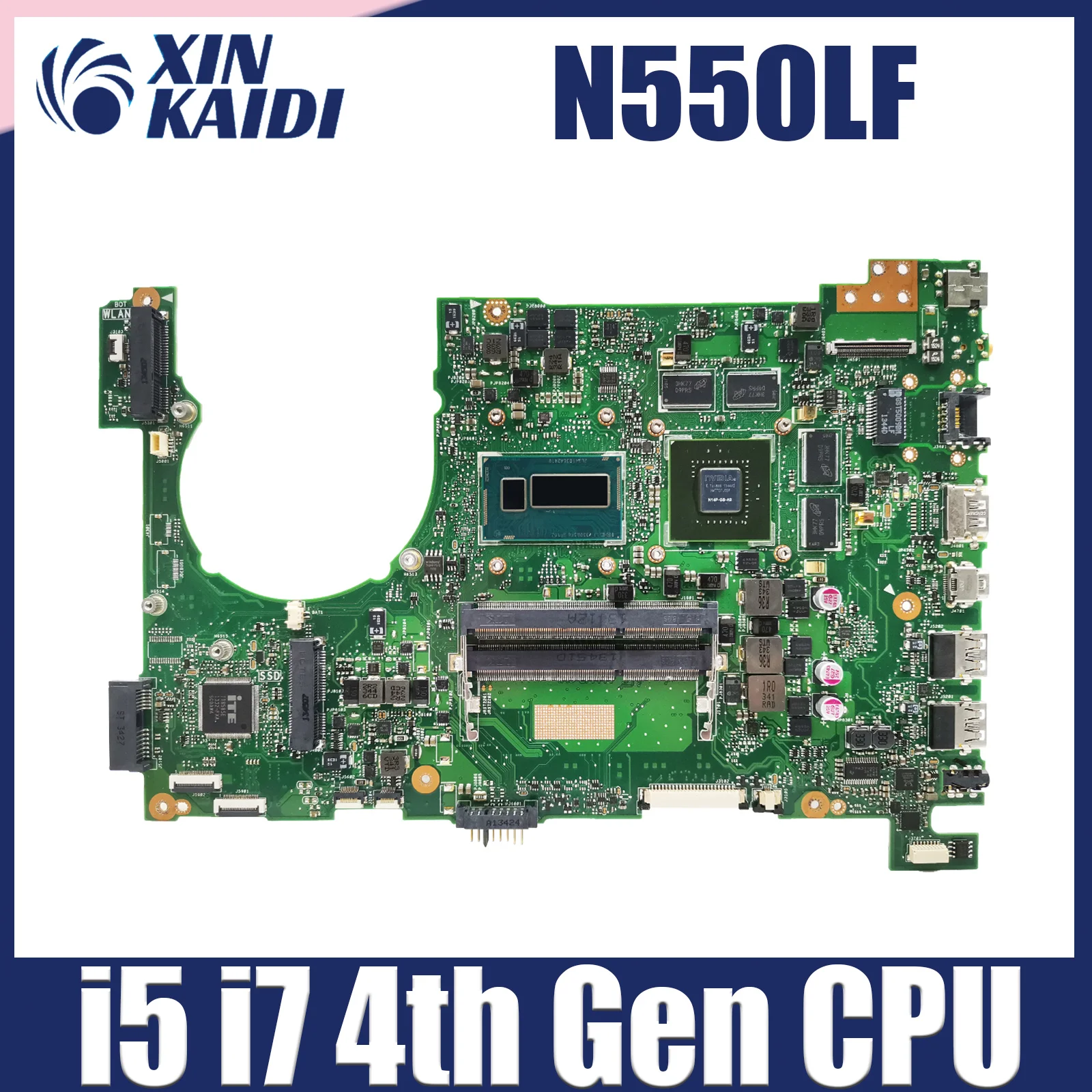 N550LF Notebook Mainboard For ASUS N550LF N550L Q550LF Q550L Laptop Motherboard I5-4200U I7-4500U CPU GT745M 2G TEST OK