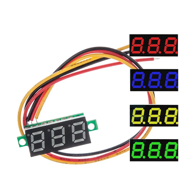 0.28 Inch Ultra Small Digital DC Voltmeter Display Head 2-wire/3-wire DC0-100V Battery Voltmeter Reverse Connection Protection