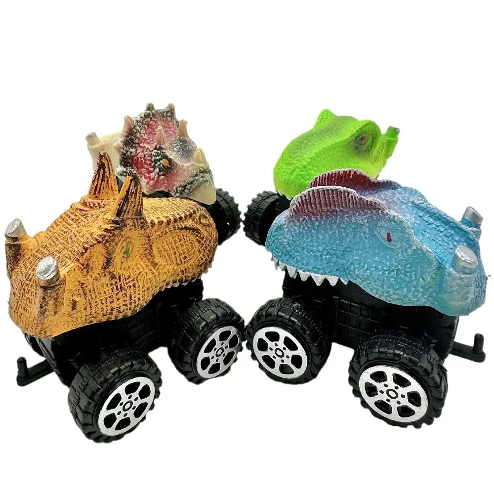 4szt Creative Press and Go Car Toy Mini Montessori Dinosaur Inertia Car Toy Cute Cool Dinosaur Pull Back Toy Car