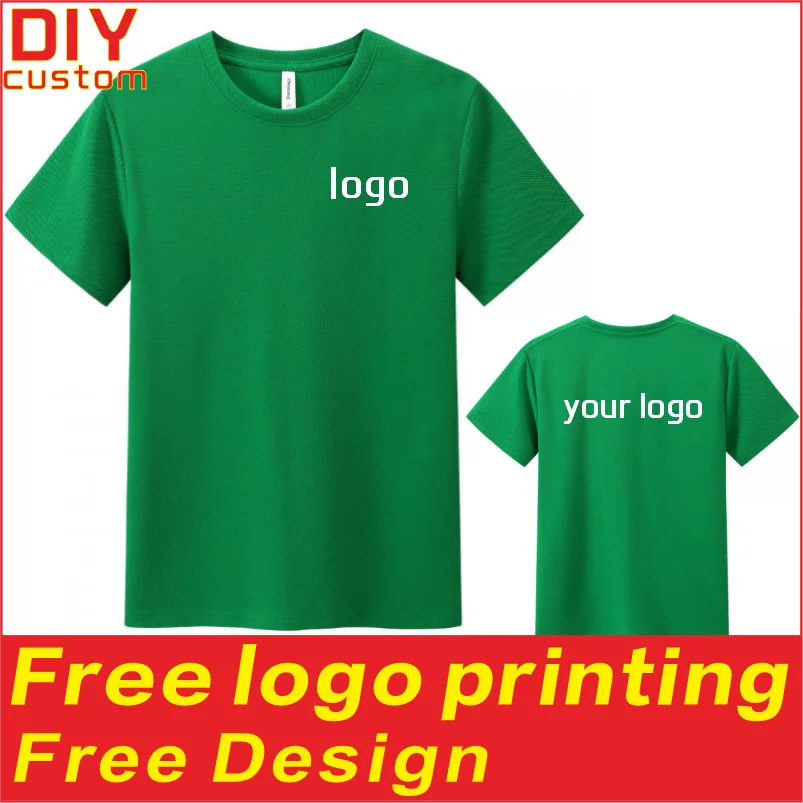 

Casual quick drying men's and women's breathable T-shirt shirt summer round neck short sleeved printed logo embroidery