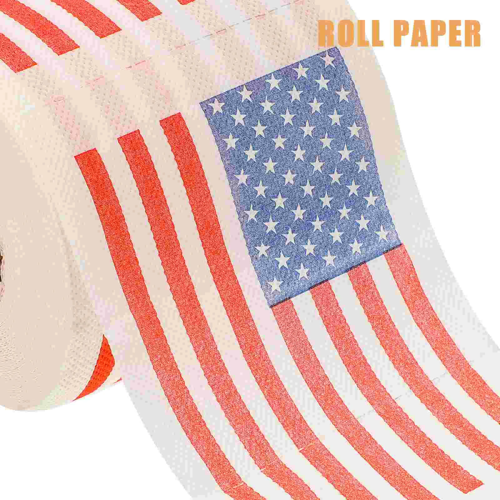 American Flag Roll Paper Toilet Papers Napkin Bathroom Used Napkins Printed Tissue