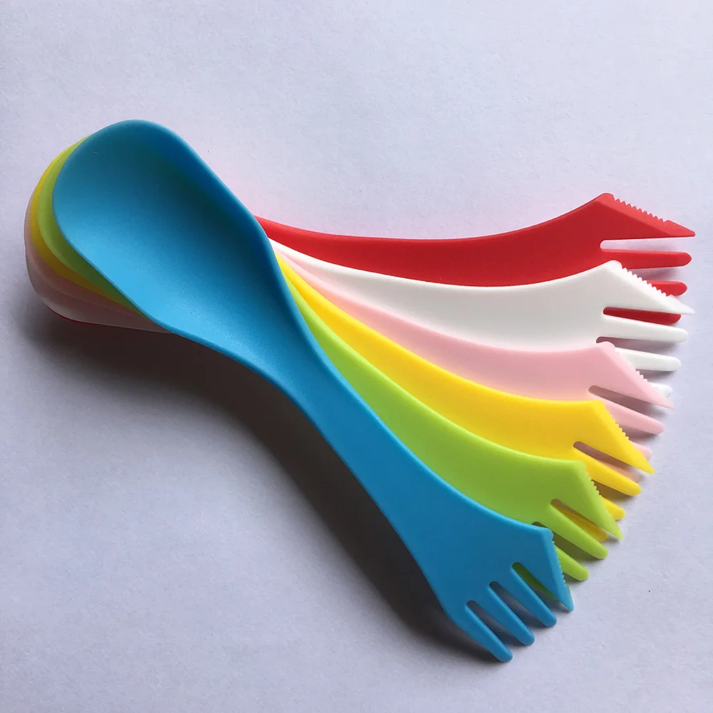 

10pcs Camping Tableware 3 in 1 Utensil Portable Cutlery Spoon Fork Knife Combo Durable Plastic Outdoor Picnic Hiking