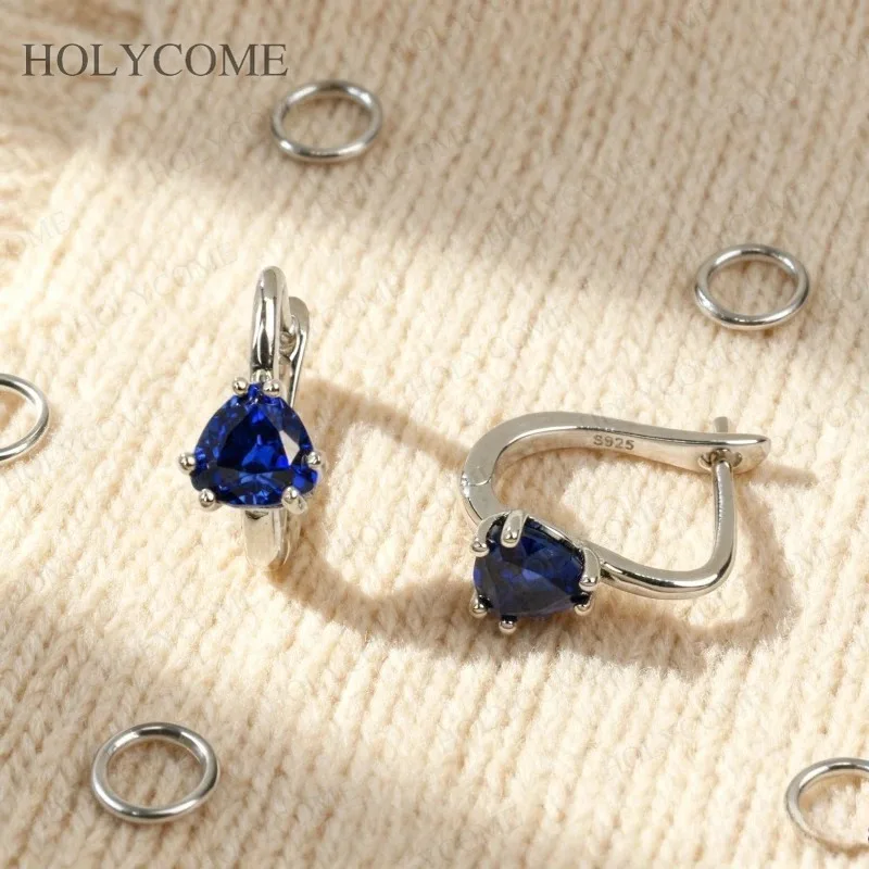 Ruby/Sapphire/Columbia Earrings 925 Sterling Silver Trillion Shape Sparkling Jewelry For Women Wedding Jewelry Mother's Day Gift