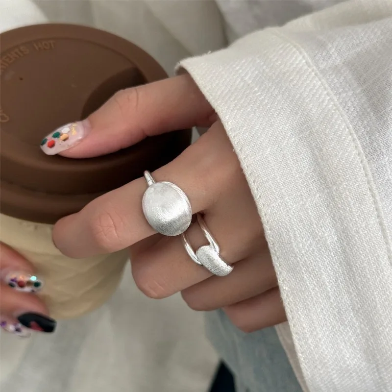 ANENJERY Gebürstet Geometrie Runde Offenen Ring Für Frauen Männer Mode Temperament Einfache Partei Schmuck Geschenke Großhandel
