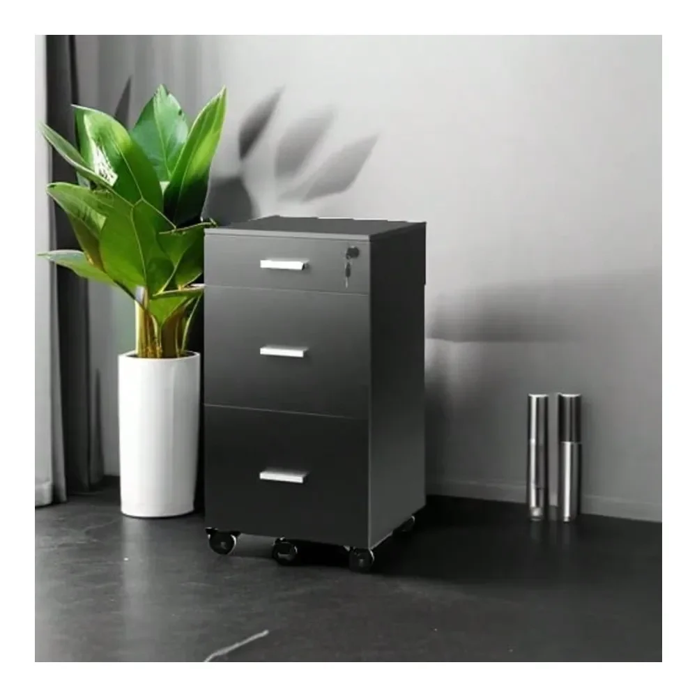 

Office Storage Cabinets And ShelvingCabinet 3Drawer Rolling Wood Cabinet For Home Office With Lock, Fits Letter A4 Size