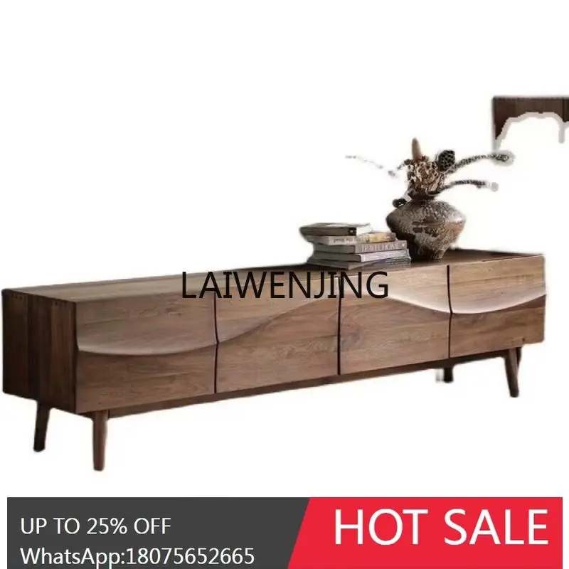 

HLZ solid wood TV cabinet homestay simple TV wabi sandy wind small apartment household living room floor cabinet