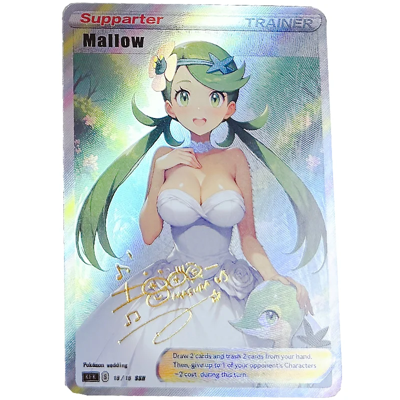 9Pcs/Set Pokemon Cards Misty Dawn Sonia Nessa Mallow Miriam Series Self Made Anime Game Characters Collection DIY Flash Card Toy