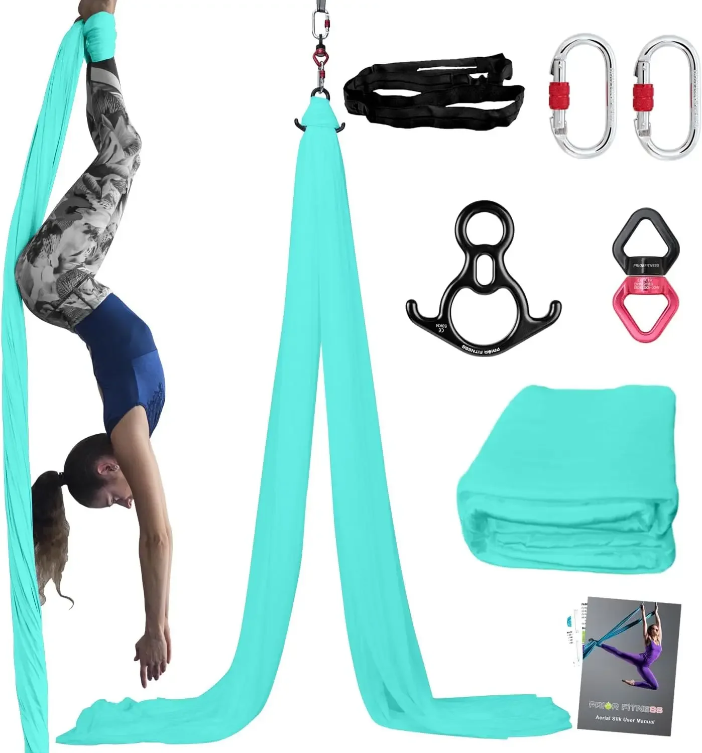 FITNESS Aerial Silks Kit Colorful 9/15/20 Yards 40D Nylon Fabric Hammock Set With Hardware & Guide for All Levels Of Aeria