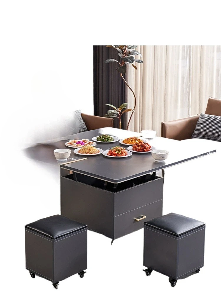 Multifunctional coffee table dining table dual-purpose lifting living room household small apartment folding movable variable