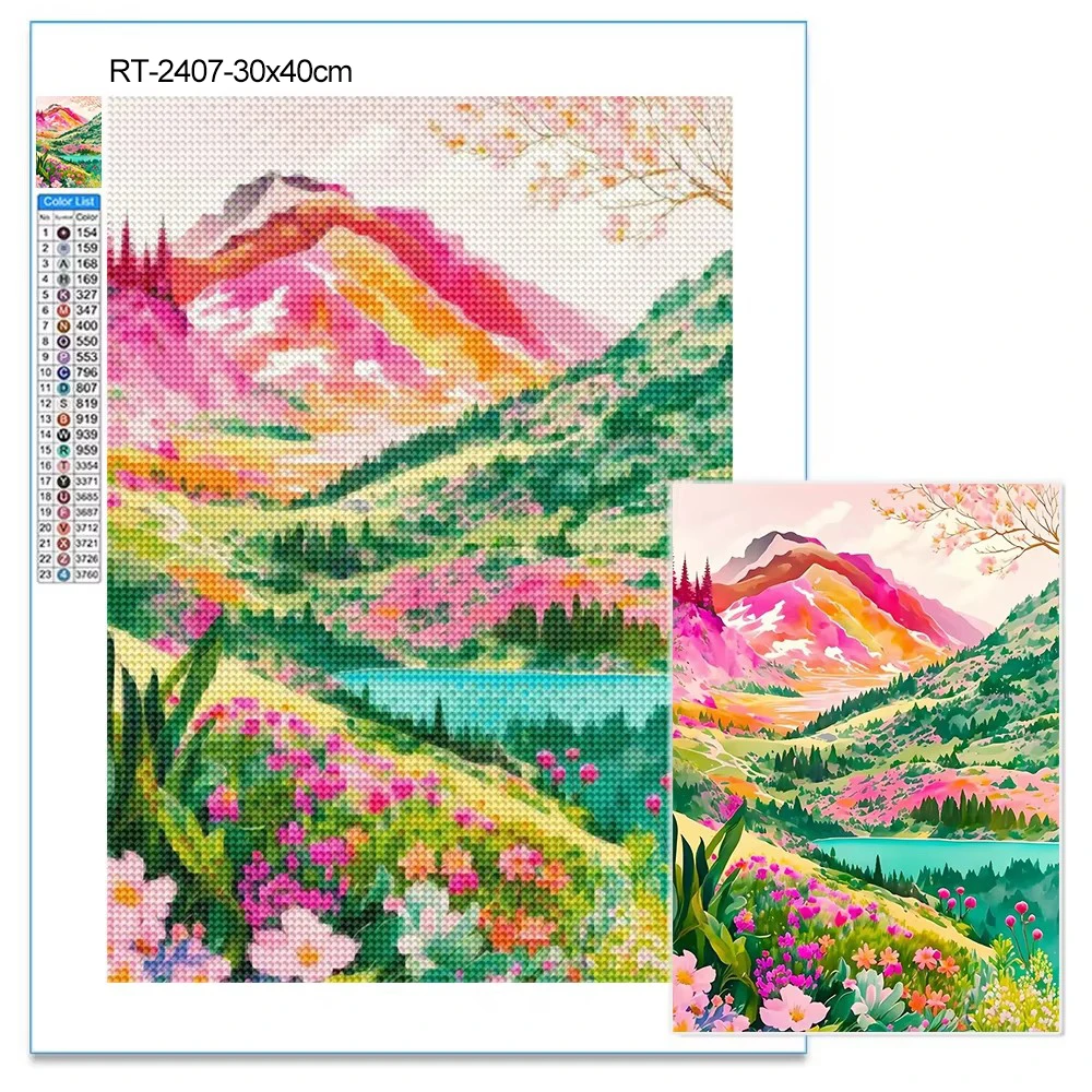 Cartoon Fairy Tale World Colorful Mountain Scenery Diamond Painting 5D DIY Flower House Diamond Mosaic Embroidery Art Home Decor